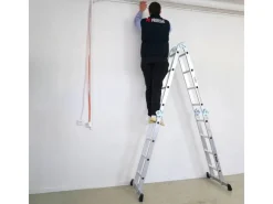 PROREGAL Sprossen-Mehrzweckleiter MULTISTEP mit Gerüstplattform Aluminium 4x4 Sprossen bis zu 4,6 m Höhe Traglast 150kg