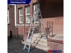 PROREGAL Sprossen-Mehrzweckleiter APOLLO 3-In-1 Aluminiumleiter 4x5 Sprossen Bis Zu 5 M Höhe 150 kg Traglast Klappleiter Stehleiter