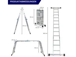New PROREGAL Sprossen-Mehrzweckleiter MULTISTEP mit Gerüstplattform Aluminium 4x3 Sprossen bis zu 3,6 m Höhe Traglast 150kg