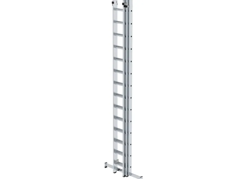 PROREGAL Sprossen-Schiebeleiter 3-Teilig mit Traverse 3 x 14 Sprossen