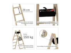 New PROREGAL Sprossen-Stehleiter Holz 2 x 6 Sprossen