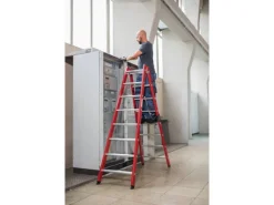 Clearance PROREGAL Stufen-Stehleiter Beidseitig Begehbar GFK & Alu 2 x 8 Stufen