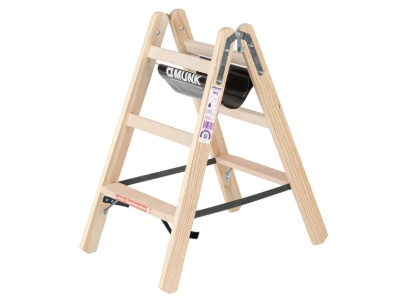 PROREGAL Stufen-Stehleiter Holz Beidseitig Begehbar 2 x 3 Stufen