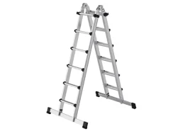 PROREGAL Teleskopleiter 4-Teilig mit Traverse 4 x 6 Sprossen