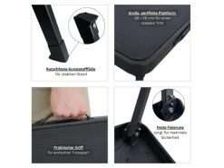 PROREGAL Tritthocker Klappbar 18x47x32cm Traglast 150kg Stahl Matt Schwarz Hocker Klapphocker Falthocker Haushaltsleiter Trittleiter