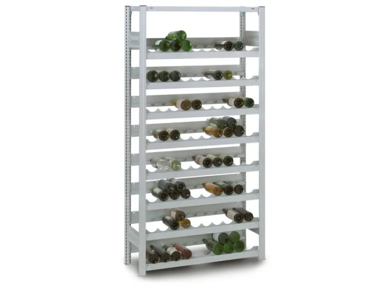 Online PROREGAL Weinregal Stecksystem T-Profil Grundregal HxBxT 200 x 130 x 30 cm Fachlast 35 kg 8 Ebenen Für 200 Flaschen Lichtgrau