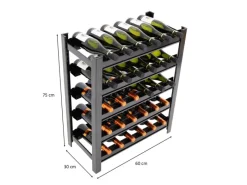 PROREGAL Weinregal Toskana HxBxT 75 x 60 x 30 cm 30 Flaschen Auf 5 Ebenen Schwarz Wein Metallregal Weinständer Flaschenständer