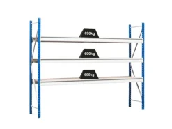 Discount PROREGAL Weitspannregal Maximus Pro Grundregal HxBxT 200 x 200 x 60 cm 4 Ebenen Spanplatten Fachboden Fachlast 690 kg Lichtblau & Lichtgrau