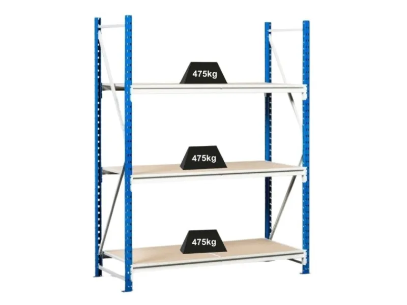 Discount PROREGAL Weitspannregal Maximus Grundregal HxBxT 200 x 200 x 40 cm 7 Ebenen Spanplatten Fachboden Fachlast 400 kg Lichtblau & Lichtgrau