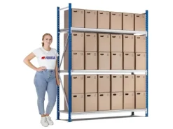 Discount PROREGAL Weitspannregal Maximus Grundregal HxBxT 200 x 200 x 40 cm 7 Ebenen Spanplatten Fachboden Fachlast 400 kg Lichtblau & Lichtgrau