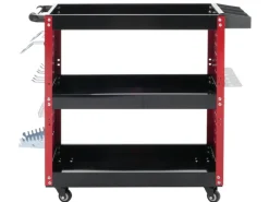 PROREGAL Werkzeugwagen HxBxT 73x90x35cm Rollwagen Werkstattwagen Rollen Handgriff 3 Ladeflächen Lochraster Stahl