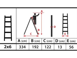 PROREGAL Wood Double Giraffe Holz-Sprossen-Stehleiter mit Sicherheitskette 2 x 6 Sprossen 192 cm Hoch Trittleiter Bockleiter Sprossen-Doppellleiter