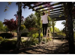 PROREGAL Wood Double Giraffe Holz-Sprossen-Stehleiter mit Sicherheitskette 2 x 6 Sprossen 192 cm Hoch Trittleiter Bockleiter Sprossen-Doppellleiter