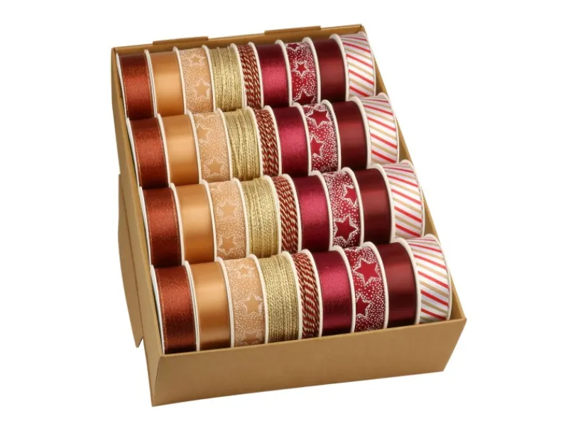 Hot Präsent Geschenkband Weihnachten Kupfer Gold Bordeaux