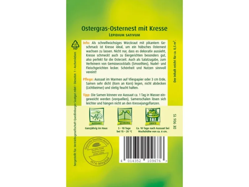 Quedlinburger Ostergras-Osternest mit Kresse