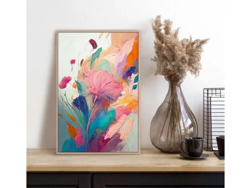 Hot Reinders Gerahmtes Bild Farbenfrohe Blumen für Wohnzimmer 30 x 20 cm Mehrfarbig