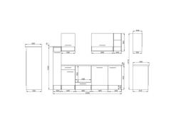 Respekta Küchenzeile 250 cm Weiß-Wildeiche Nachbildung matt