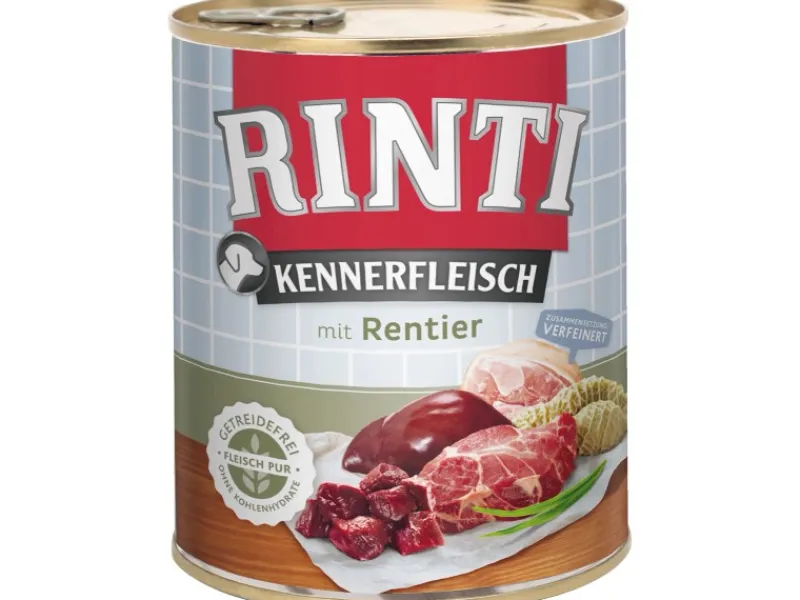 Rinti Hunde-Nassfutter Kennerfleisch Rentier 800 g