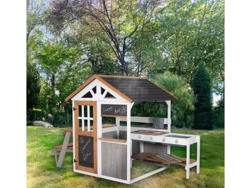 roba Picknickerweiterung für Spielhaus mit Tisch und Sitzbank für Kinder ab 18 Monaten