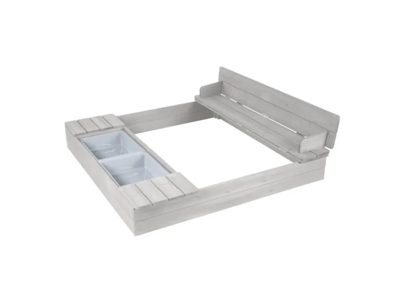 roba Sandkasten aus Holz mit Aufklappbarer Sitzbank + Spielwannen