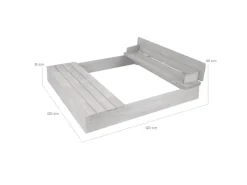 roba Sandkasten aus Holz mit Aufklappbarer Sitzbank + Spielwannen