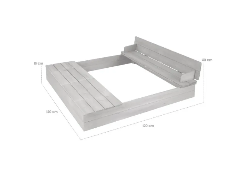 roba Sandkasten aus Holz mit Aufklappbarer Sitzbank + Spielwannen