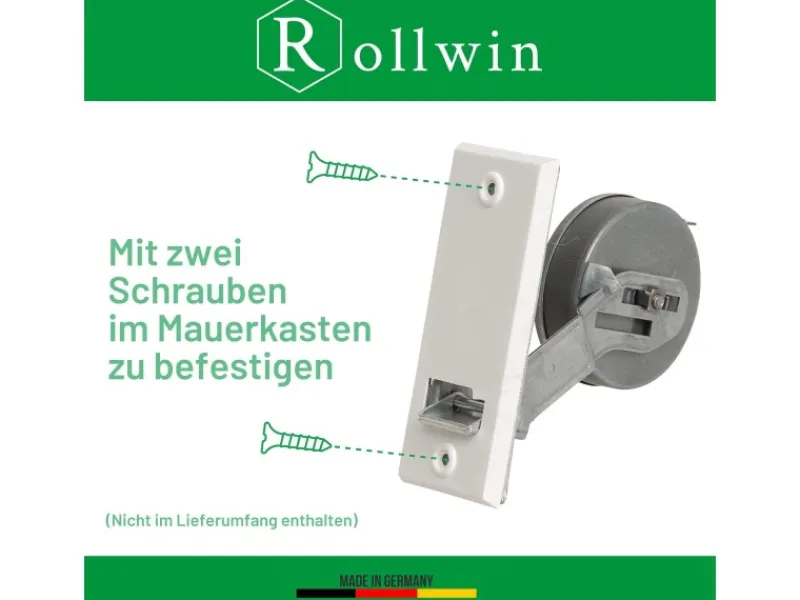 Rollwin Rolladen Gurtwickler Unterputz 105mm Lochabstand Mit 7m Gurt 23mm Rolladengurt Weiß Rollo Wickler Mit Abdeckblende Rollladen Aufwickler