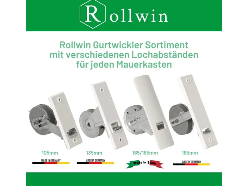 Rollwin Rolladen Gurtwickler Unterputz 105mm Lochabstand Mit 7m Gurt 23mm Rolladengurt Weiß Rollo Wickler Mit Abdeckblende Rollladen Aufwickler