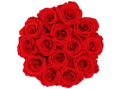 Rosenbox Ø 19 cm Schwarz mit Schleife und 14 en Rosen