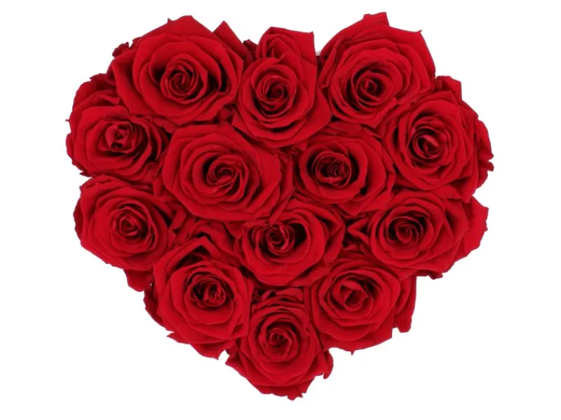 Online Rosenbox Herz Weiß-Schwarz mit 13 Rosen Bordeaux