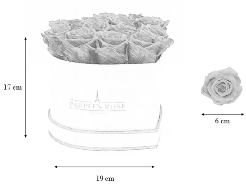 Online Rosenbox Herz Weiß-Schwarz mit 13 Rosen Bordeaux