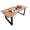 Best SAM Esstisch Baumkante Massiv Akazie Natur 280 x 100 Schwarz QUINN