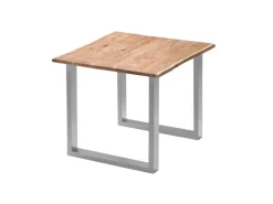 SAM Esstisch Baumkante Massiv Akazie Natur 90 x 90 Silber QUINN