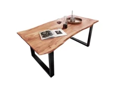 Discount SAM Esstisch Baumkante Massiv Akazie Natur 300 x 100 Schwarz QUINN