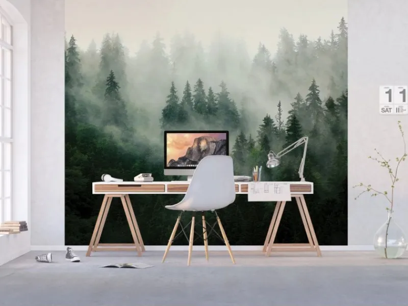 Sanders & Sanders Fototapete Berglandschaft Mit Bäumen Grün 3 x 2,7 m 601175