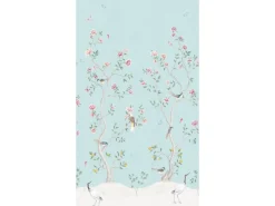 Sanders & Sanders Fototapete Blumen und Vögel Hellblau 53 cm x 2,8 m 640213