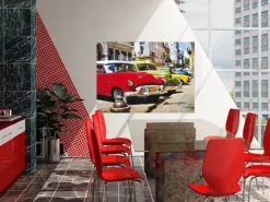 Hot Sanders & Sanders Poster Oldtimer Rot Grün und Gelb 160 x 110 cm 600682