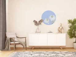 New Sanders & Sanders Selbstklebende Runde Tapete Blumen Hellblau und Weiß Ø 70 cm 601087