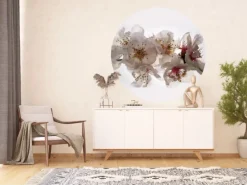 Sanders & Sanders Selbstklebende Runde Tapete Blumen Weiß und Rosa Ø 140 cm 601130