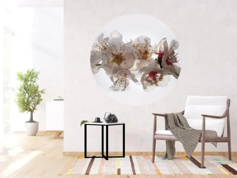 Sanders & Sanders Selbstklebende Runde Tapete Blumen Weiß und Rosa Ø 140 cm 601130