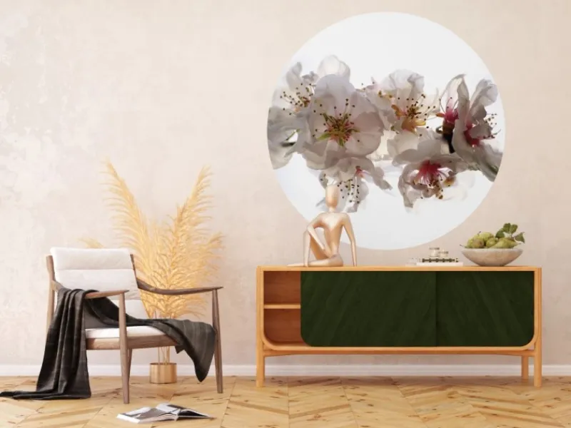 Sanders & Sanders Selbstklebende Runde Tapete Blumen Weiß und Rosa Ø 140 cm 601130