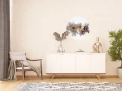 Hot Sanders & Sanders Selbstklebende Runde Tapete Blumen Weiß und Rosa Ø 70 cm 601093