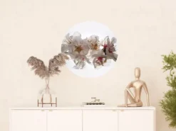 Hot Sanders & Sanders Selbstklebende Runde Tapete Blumen Weiß und Rosa Ø 70 cm 601093