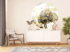 Sanders & Sanders Selbstklebende Runde Tapete Tulpe Grau und Gelb Ø 140 cm 601127