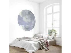 Sanders & Sanders Selbstklebende Runde Tapete Wolken Graublau Ø 125 cm 611771