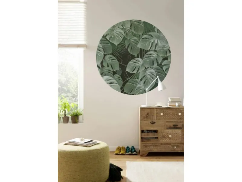 Sanders & Sanders Selbstklebende Runde Tapete Blätter Grün Ø 125 cm 611731