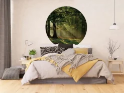 Sanders & Sanders Selbstklebende Runde Tapete Bewaldete Landschaft Grün Ø 140 cm 601134