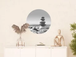 Discount Sanders & Sanders Selbstklebende Runde Tapete Kieselsteine Grau Ø 70 cm 601094