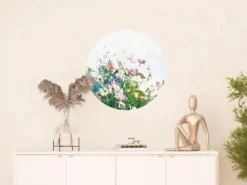 Sanders & Sanders Selbstklebende Runde Tapete Blumen Grün Rosa und Weiß Ø 70 cm 601088