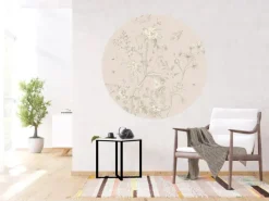 Online Sanders & Sanders Selbstklebende Runde Tapete Blumenmuster Beige Ø 140 cm 601280